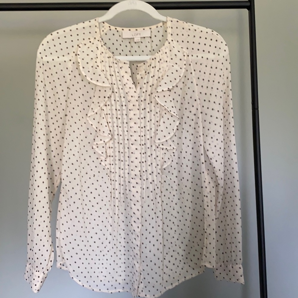 LOFT Black & White Star Blouse